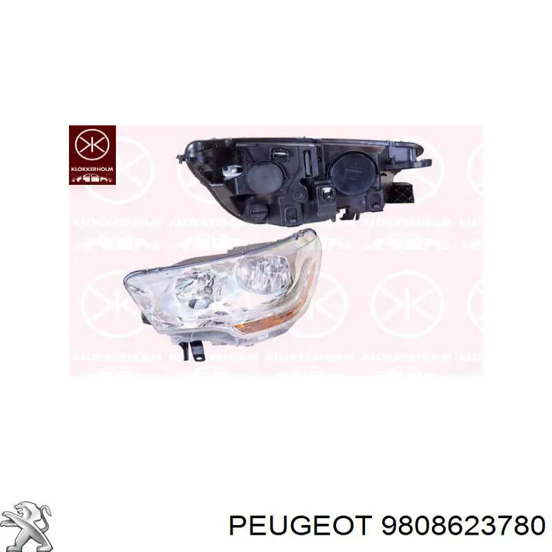 Do koszyka 9808623780 Peugeot/Citroen Reflektor prawy