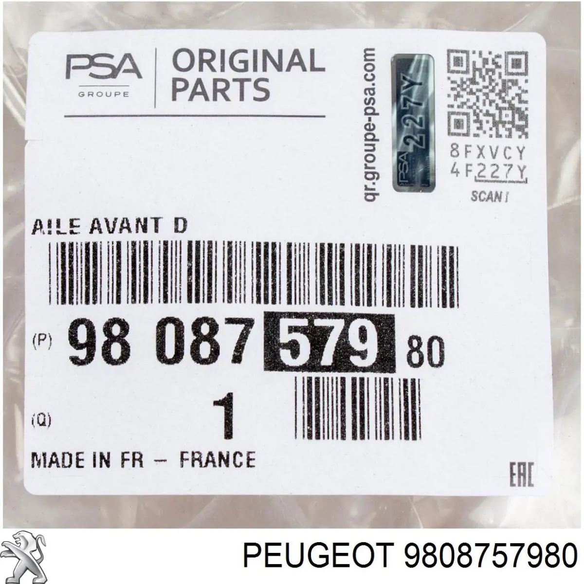 Błotnik przedni prawy Peugeot/Citroen 9808757980 cena, od 277,52 USD