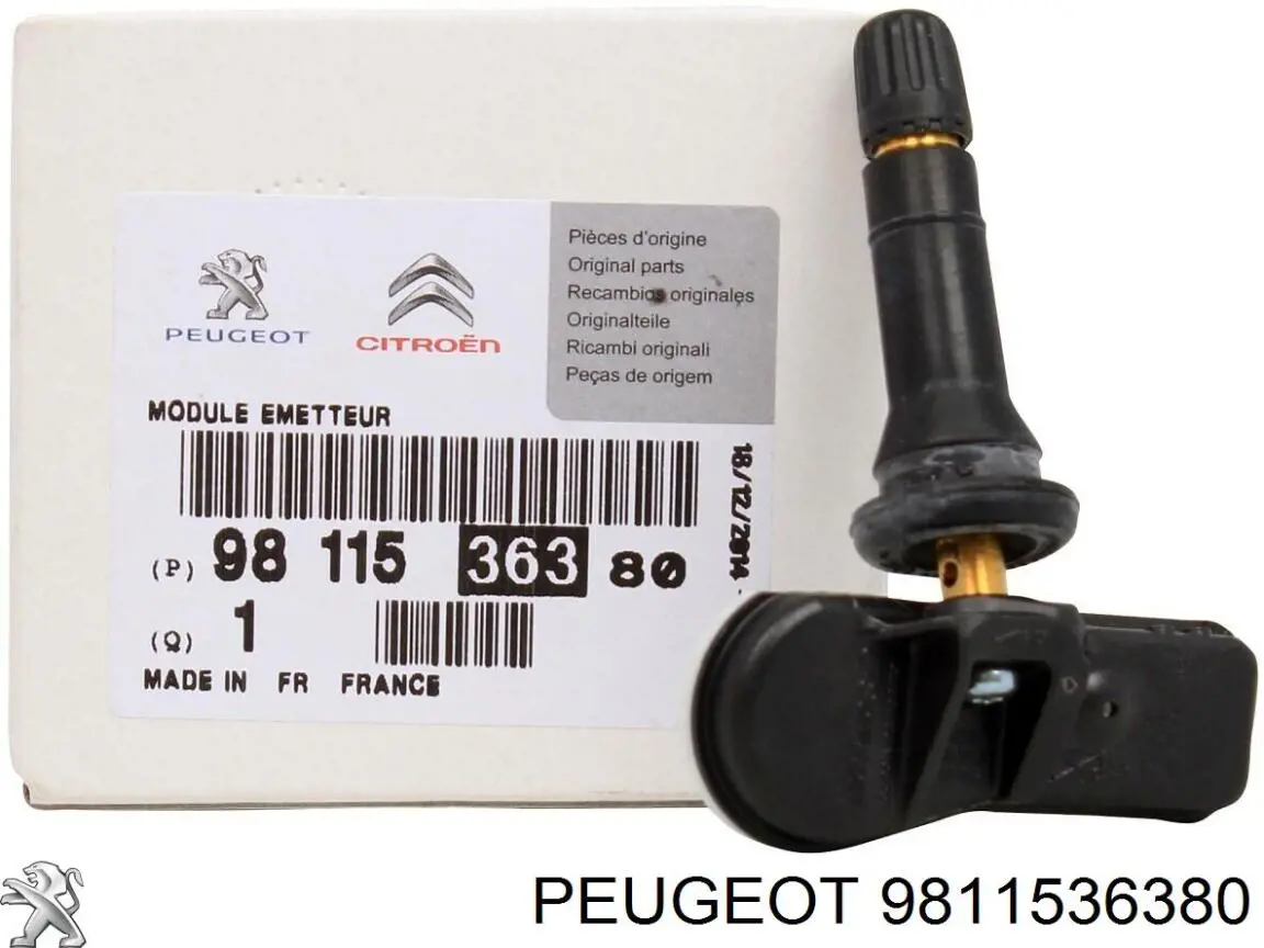 Czujnik ciśnienia w oponach Peugeot/Citroen 9811536380