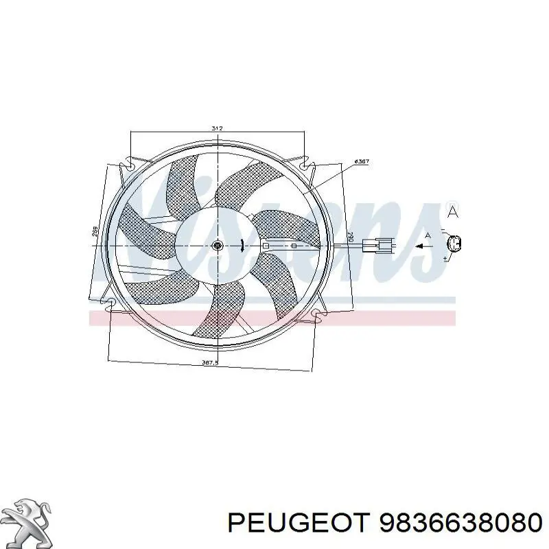 Do koszyka 9806313580 Opel Dyfuzor chłodnicy, w komplecie z silnikiem i wirnikiem