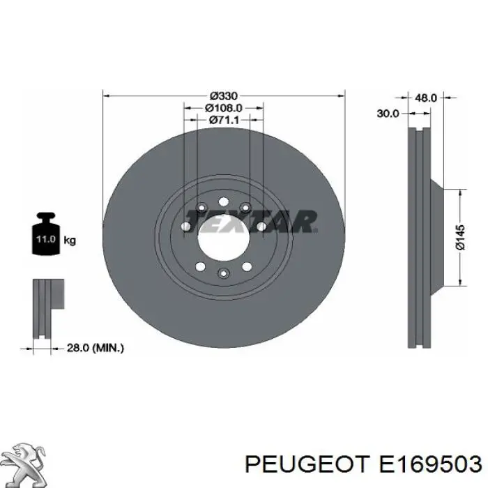 Do koszyka E169503 Peugeot/Citroen Tarcza hamulcowa przednia