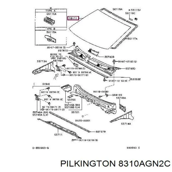 Szyba przednia 8310AGN2C Pilkington