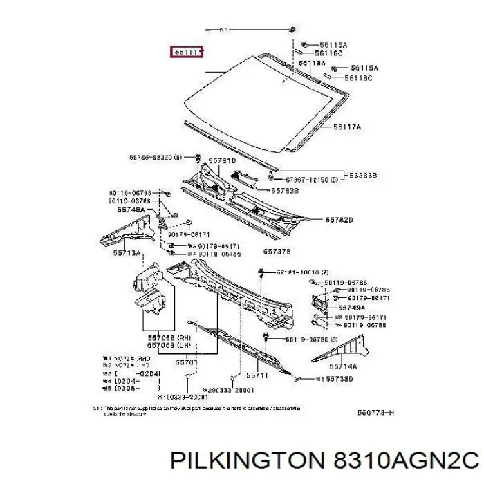 8310AGN2C Pilkington Szyba przednia