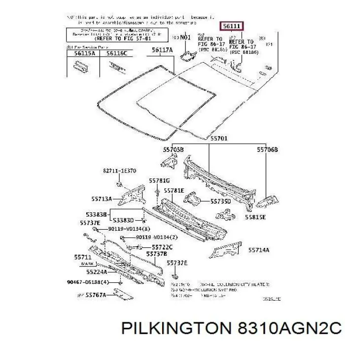8310AGN2C Pilkington Szyba przednia