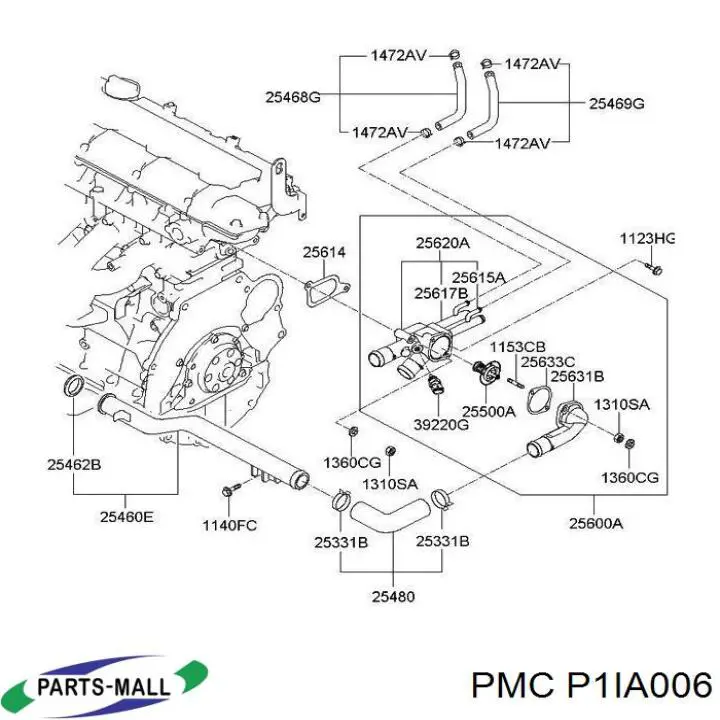 Do koszyka P1IA006 Parts-Mall Uszczelka termostatu