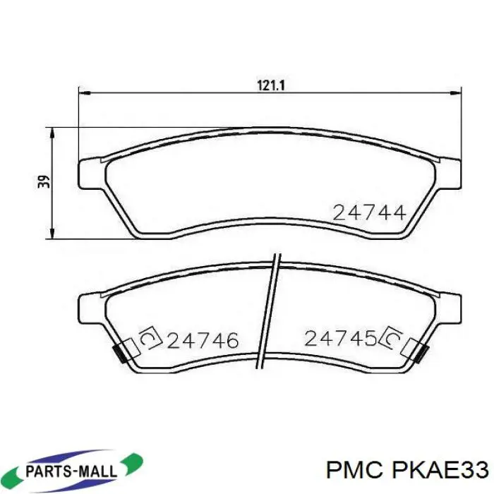 Okładziny (klocki) do hamulców tarczowych tylne Parts-Mall PKAE33 cena, od 19,29 USD