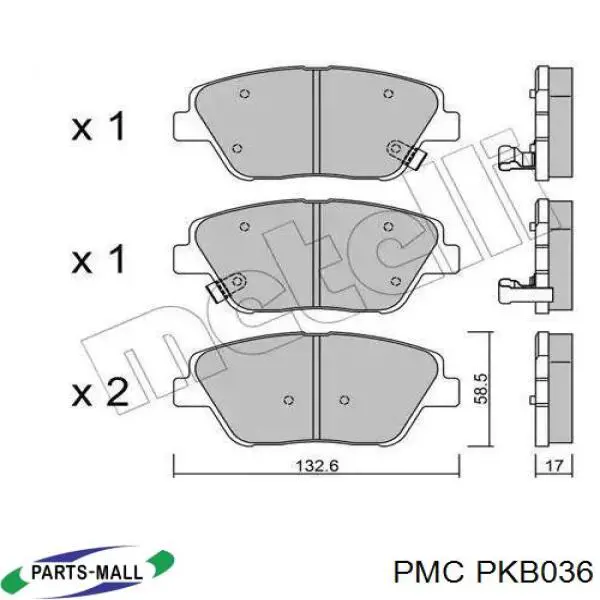 Klocki hamulcowe przednie tarczowe PKB036 Parts-Mall