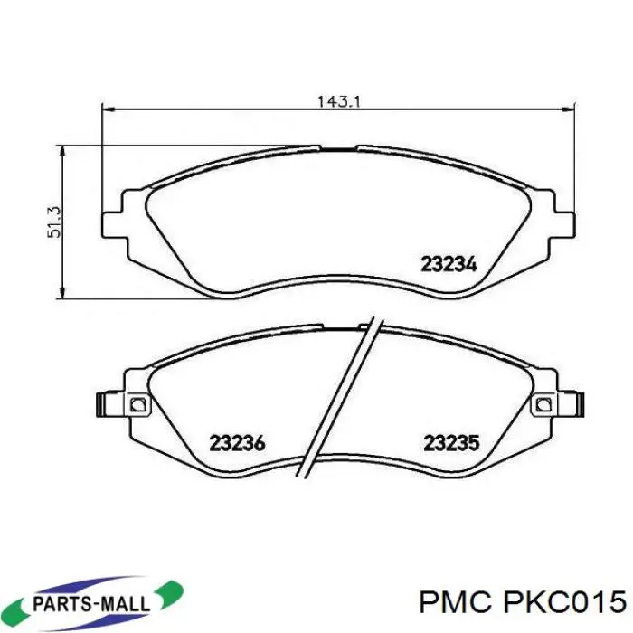 PKC-015 Parts-Mall klocki hamulcowe przednie tarczowe