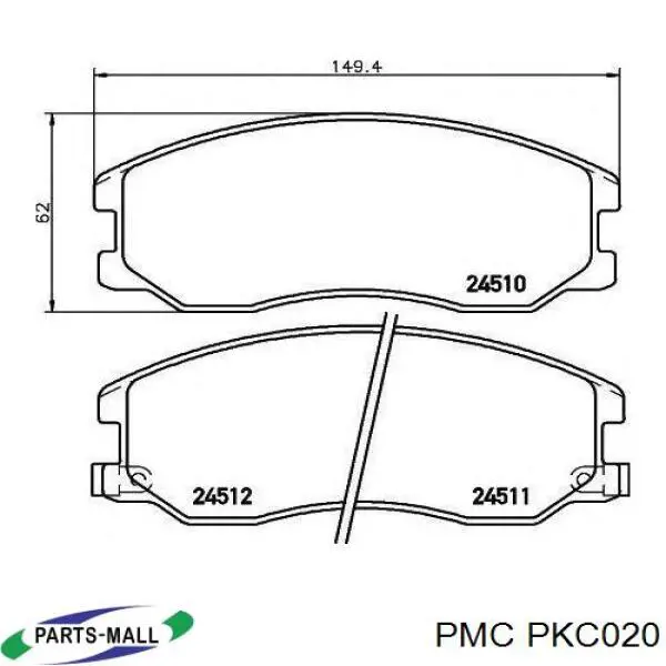 PKC020 Parts-Mall klocki hamulcowe przednie tarczowe