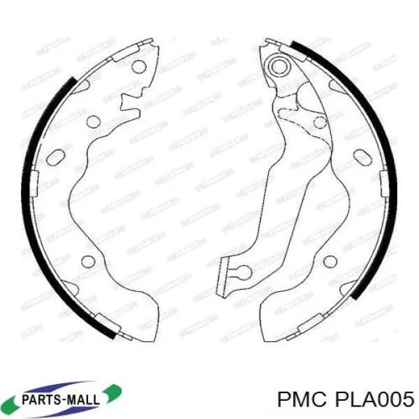 Do koszyka PLA005 Parts-Mall Klocki hamulcowe tylne bębnowe