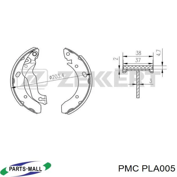 PLA005 Parts-Mall Klocki hamulcowe tylne bębnowe