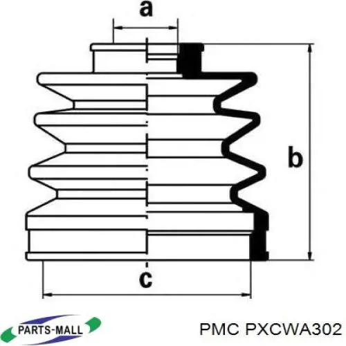 Osłona przegubu homokinetycznego półosi przedniej zewnętrzna PXCWA302 Parts-Mall