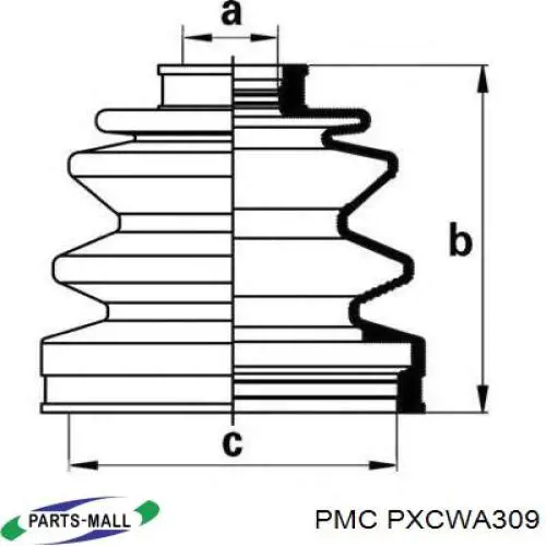Osłona przegubu homokinetycznego półosi przedniej wewnętrzna PXCWA309 Parts-Mall