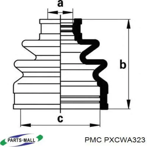 PXCWA323 Parts-Mall Osłona przegubu homokinetycznego półosi przedniej zewnętrzna