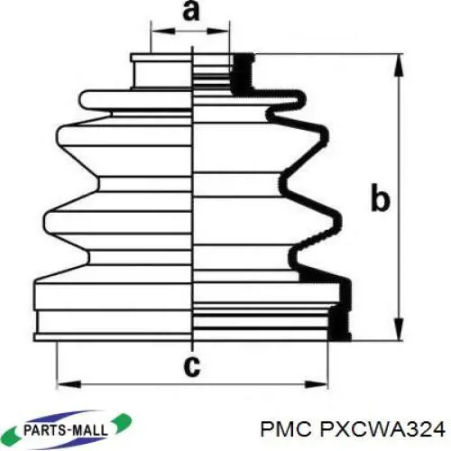 Osłona przegubu homokinetycznego półosi przedniej zewnętrzna PXCWA324 Parts-Mall