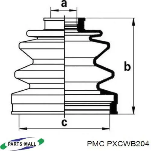 Osłona przegubu homokinetycznego półosi przedniej wewnętrzna Parts-Mall PXCWB204 cena, od 6,41 USD