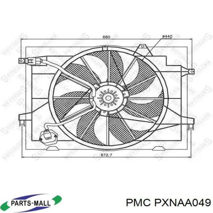 Dyfuzor chłodnicy, w komplecie z silnikiem i wirnikiem Parts-Mall PXNAA049 cena, od 113,44 USD