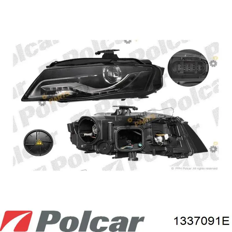 Do koszyka 1337091E Polcar Reflektor lewy
