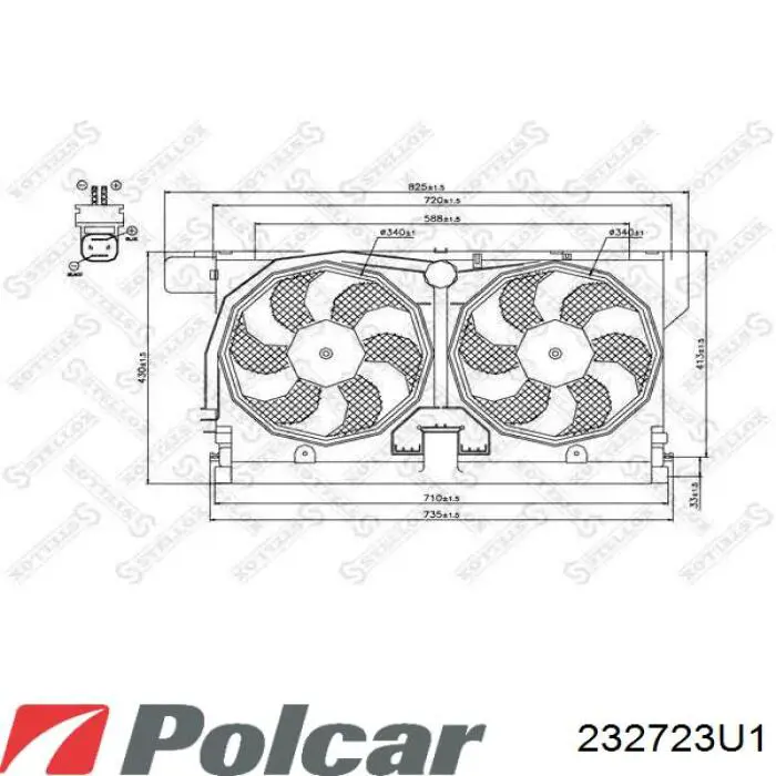 Wentylator elektryczny układu chłodzenia kompletny (silnik+wirnik) 232723U1 Polcar