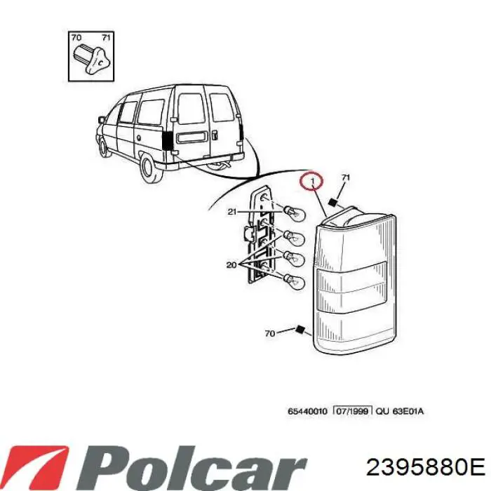 Lampa zespolona tylna prawa Polcar 2395880E cena, od 57,67 USD