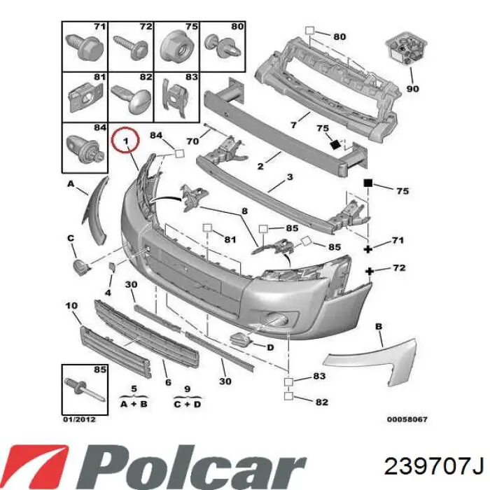 Zderzak przedni Polcar 239707J cena, od 150,74 USD