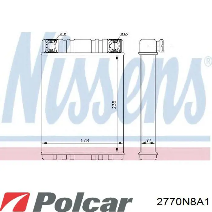 Chłodnica nagrzewnicy (ogrzewacza) 2770N8A1 Polcar