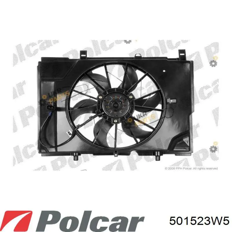 Do koszyka 501523W5 Polcar Wentylator elektryczny układu chłodzenia kompletny (silnik+wirnik)