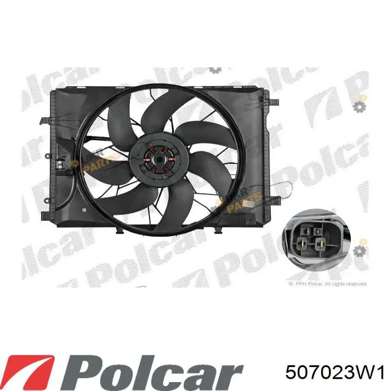 Dyfuzor chłodnicy, w komplecie z silnikiem i wirnikiem Polcar 507023W1 cena, od 355,10 USD