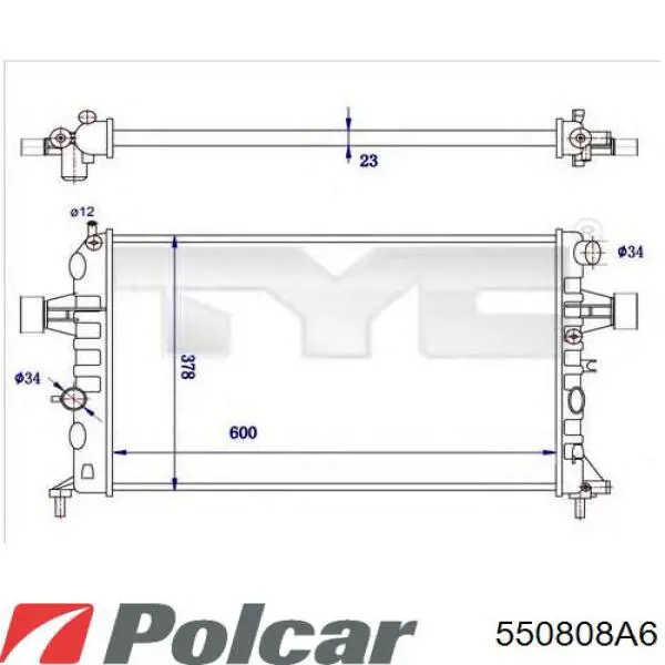Chłodnica silnika 550808A6 Polcar