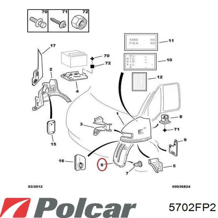 Do koszyka Nadkole błotnika przedniego prawe Fiat Ducato II 230