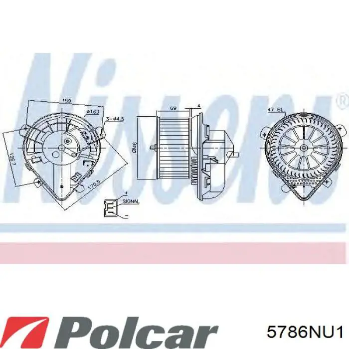 Silniczek wentylatora nagrzewnicy (ogrzewacza wnętrza) 5786NU1 Polcar