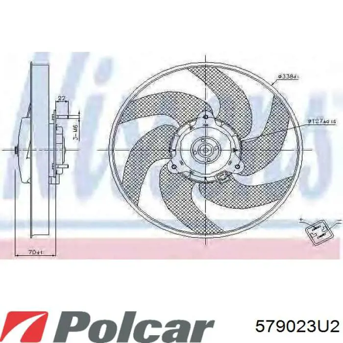 Wentylator elektryczny układu chłodzenia kompletny (silnik+wirnik) 579023U2 Polcar
