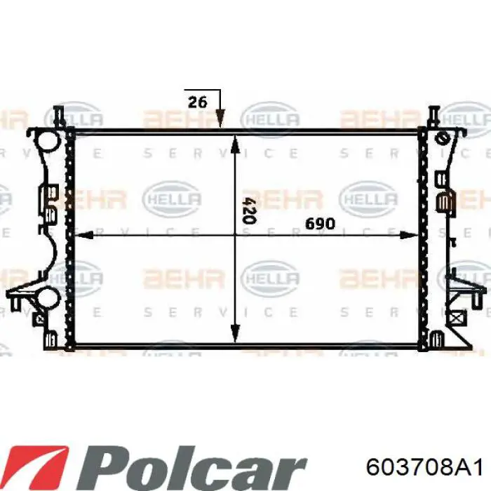Do koszyka 603708A1 Polcar Chłodnica silnika