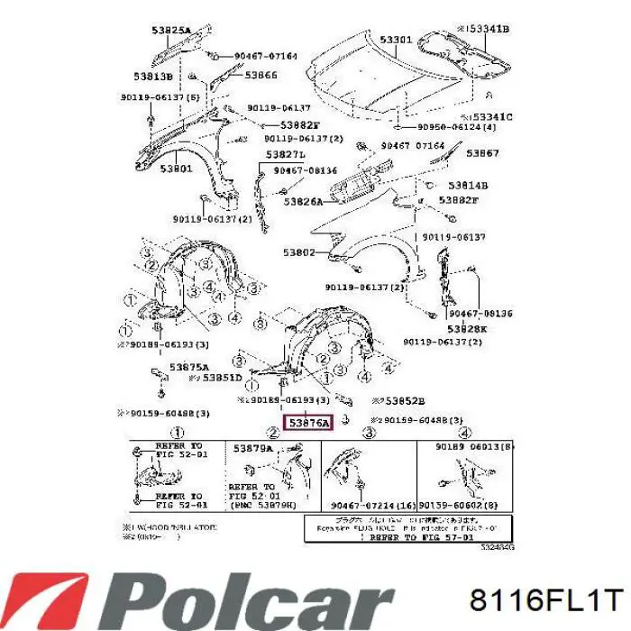 Nadkole błotnika przedniego lewe do Toyota Auris JPP E15