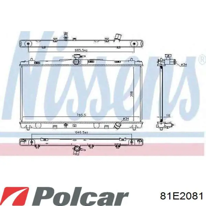 Chłodnica silnika 81E2081 Polcar