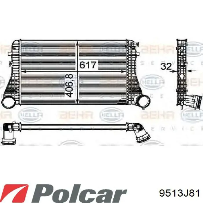 Do koszyka 9513J81 Polcar Chłodnica intercoolera