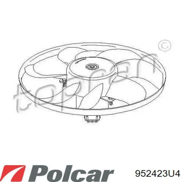 Wentylator elektryczny układu chłodzenia kompletny (silnik+wirnik) Polcar 952423U4