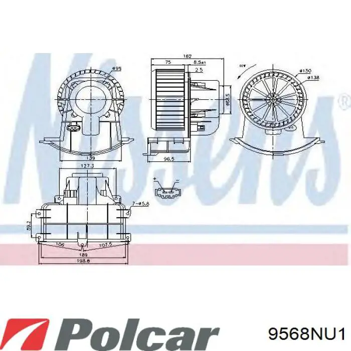 Silniczek wentylatora nagrzewnicy (ogrzewacza wnętrza) Polcar 9568NU1 cena, od 65,03 USD