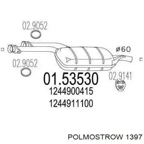 Tłumik, tylna część Polmostrow 1397 cena, od 82,17 USD
