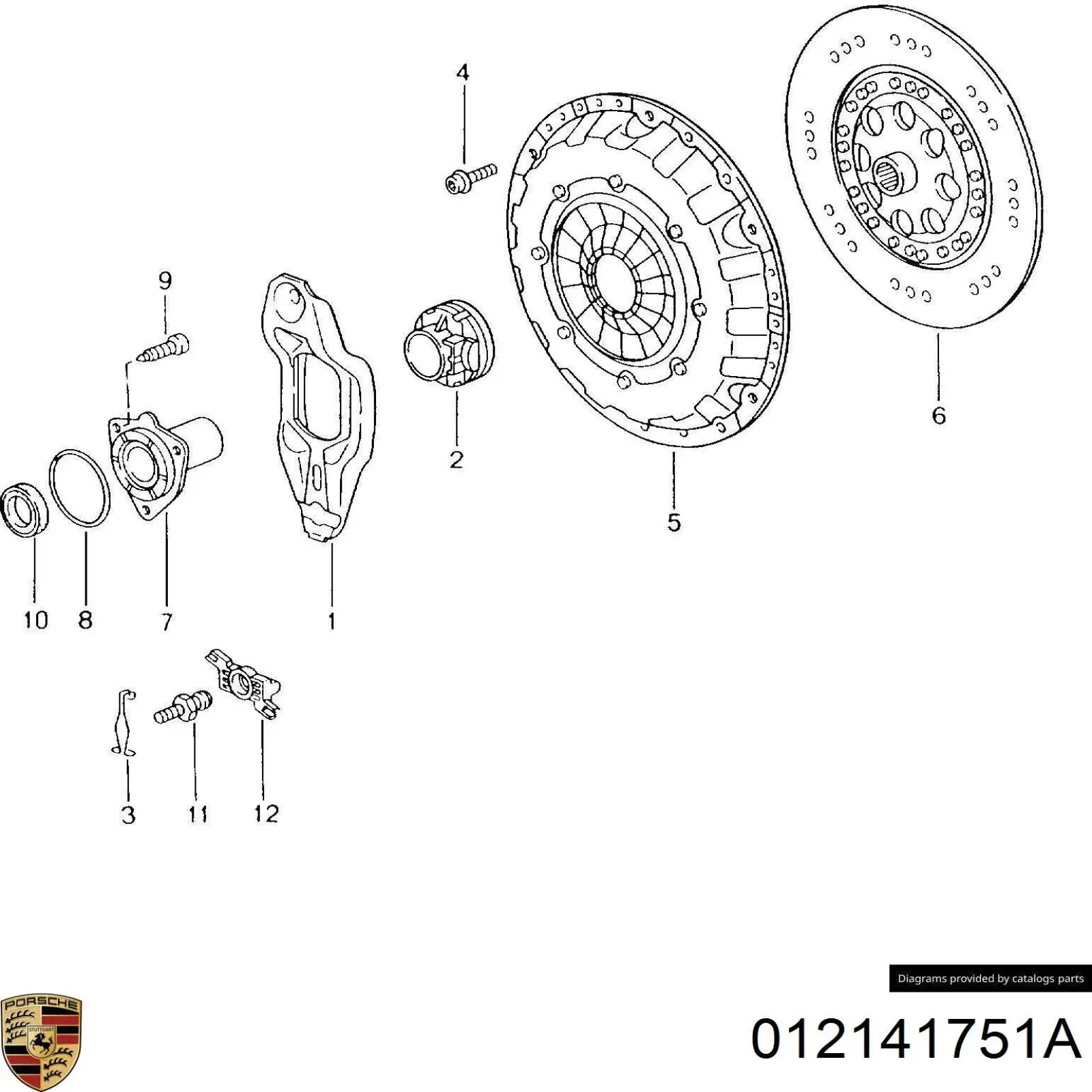 012141751A Porsche Oś widełek sprzęgła