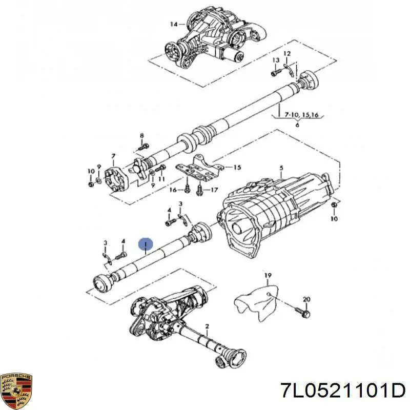 Wał Cardana, do mostu przedniego Porsche 7L0521101D cena, od 54,00 USD