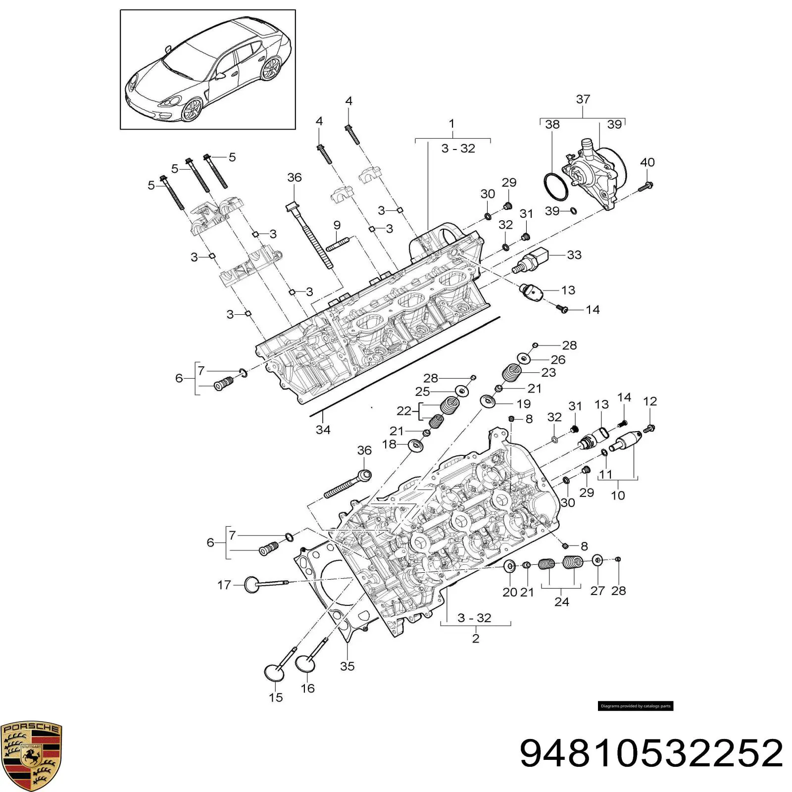 94810532252 Porsche zawór wydechowy