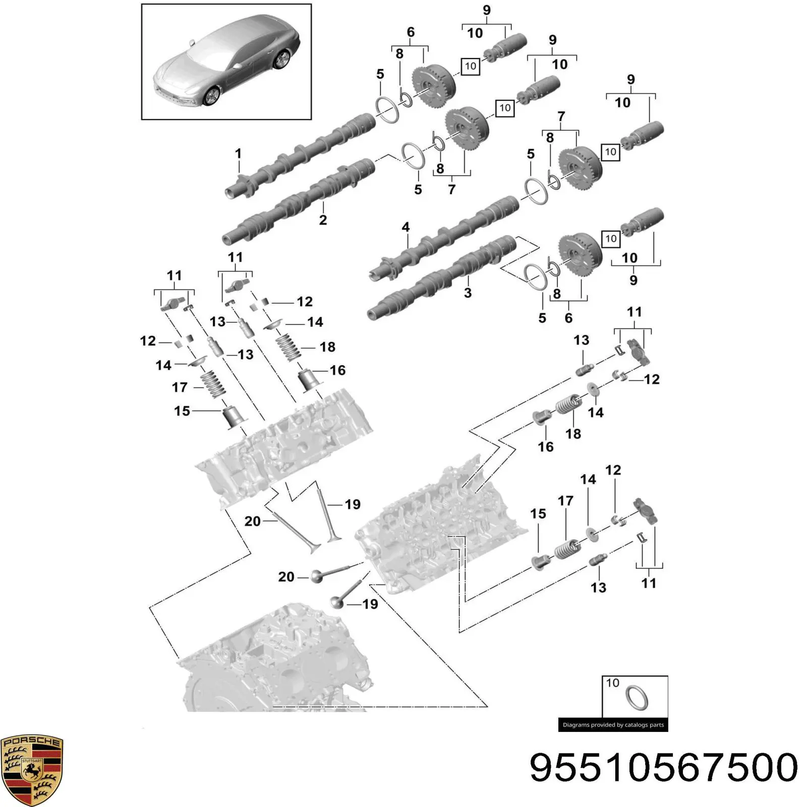 Uszczelniacz zaworu dolotowego/wylotowego Porsche 95510567500 cena, od 0,96 USD