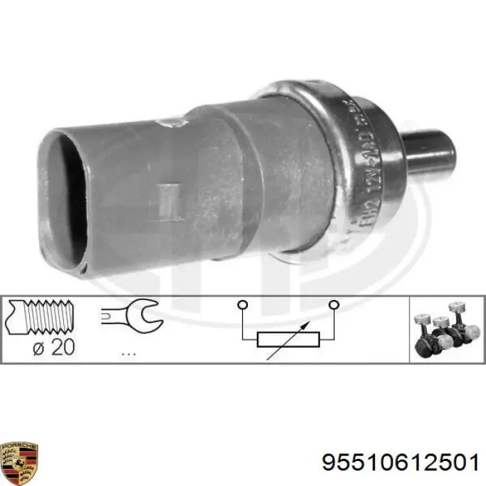 95510612501 Porsche czujnik temperatury płynu chłodzącego