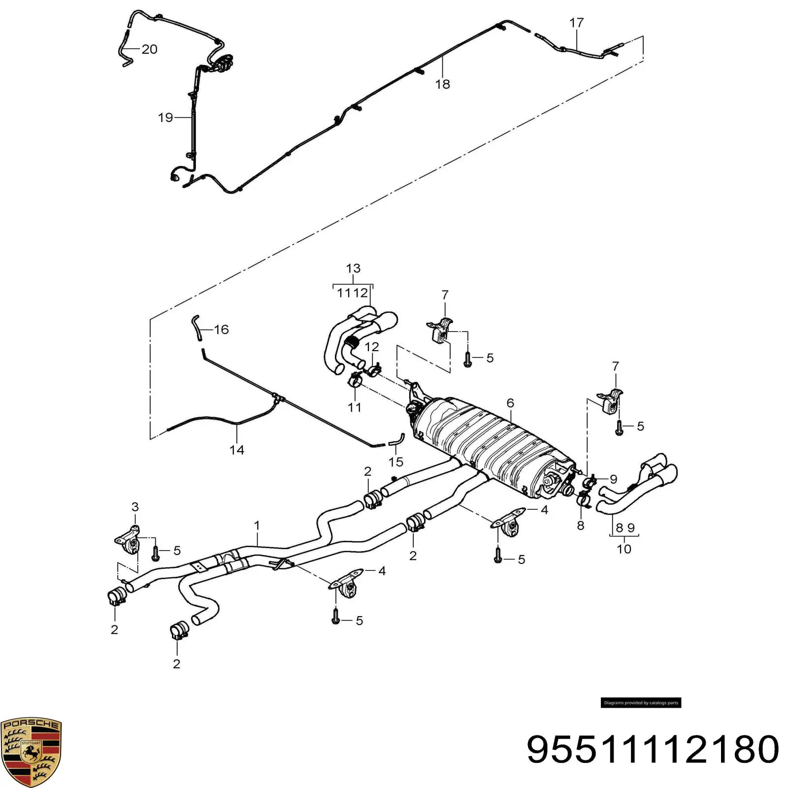 Tłumik, tylna część do Porsche Cayenne  955