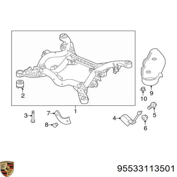Tuleja (poduszka) przedniej belki  do Porsche Cayenne II 92A