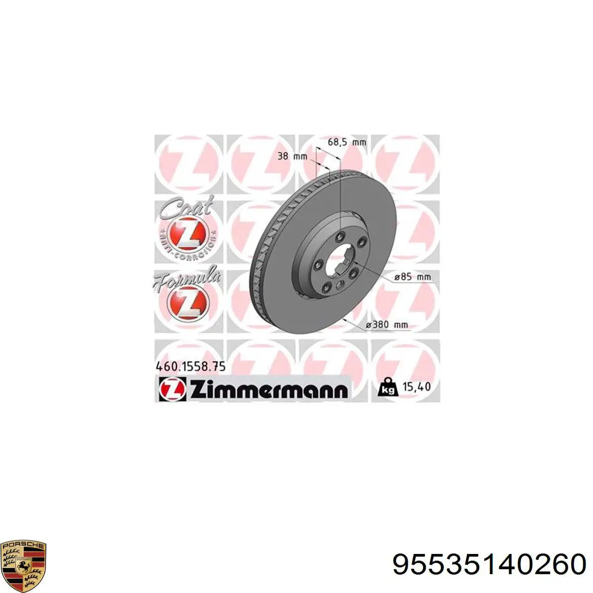 Do koszyka 95535140260 Porsche Tarcza hamulcowa przednia