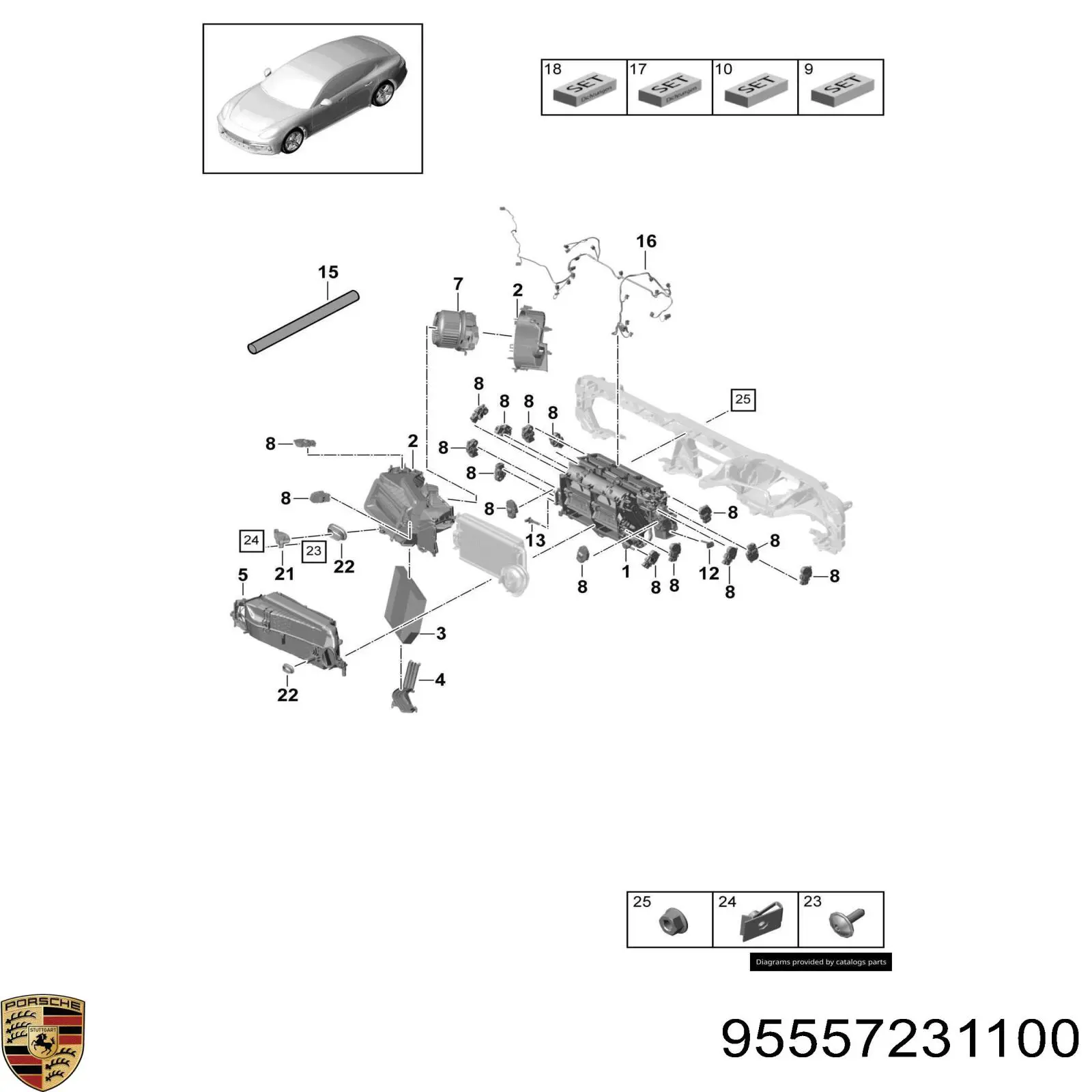 Do koszyka Czujnik temperatury wewnętrznej Porsche Cayenne  955