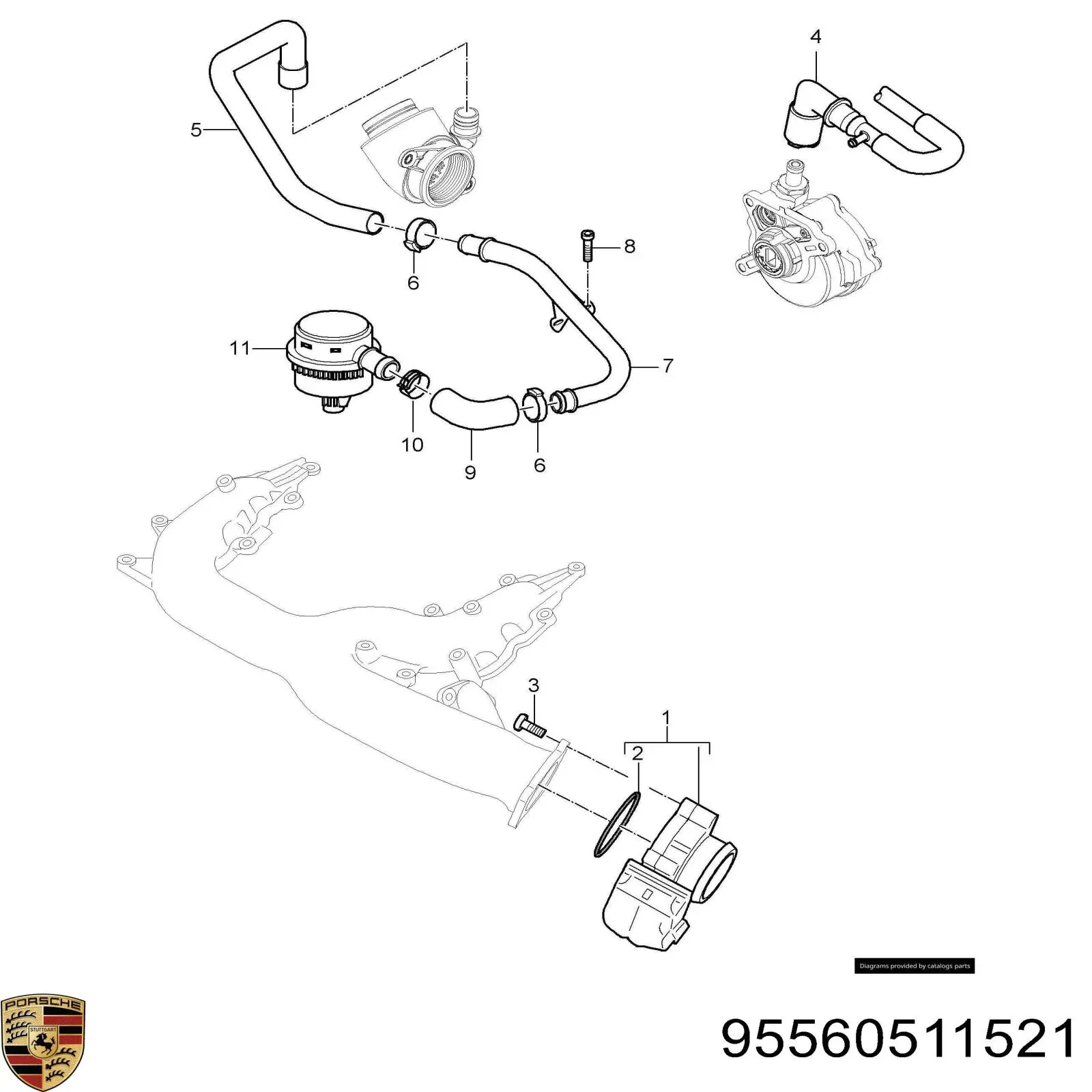 95560511521 Porsche przepustnica, komplet