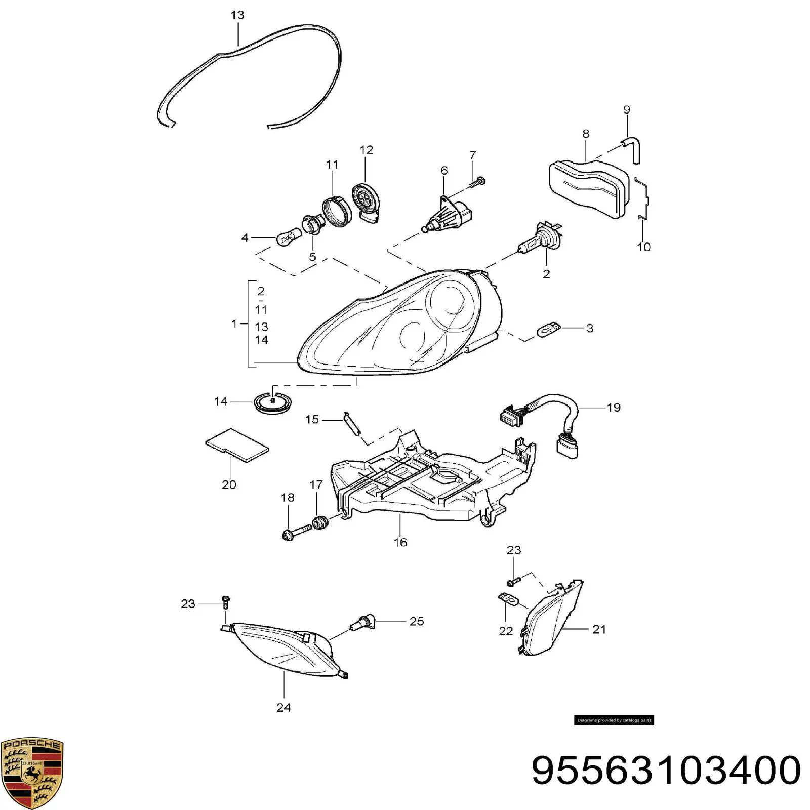 95563103400 Porsche Powtarzacz kierunkowskazu na błotniku prawy